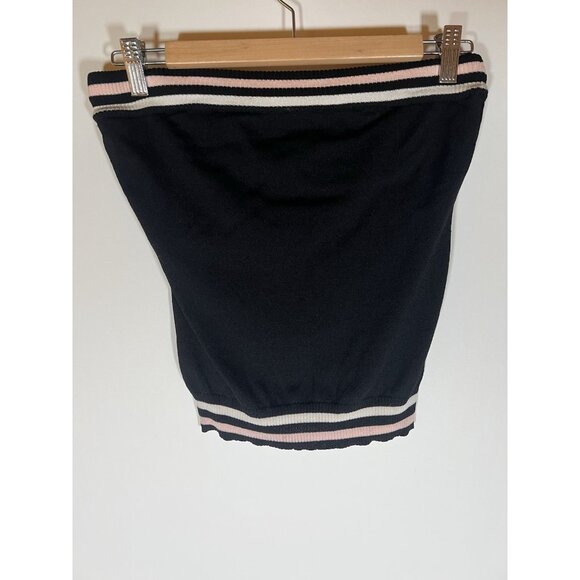 Vintage Y2K Laundry by Shelli Segal black retro striped pink tube top M coquette - Picture 1 of 7